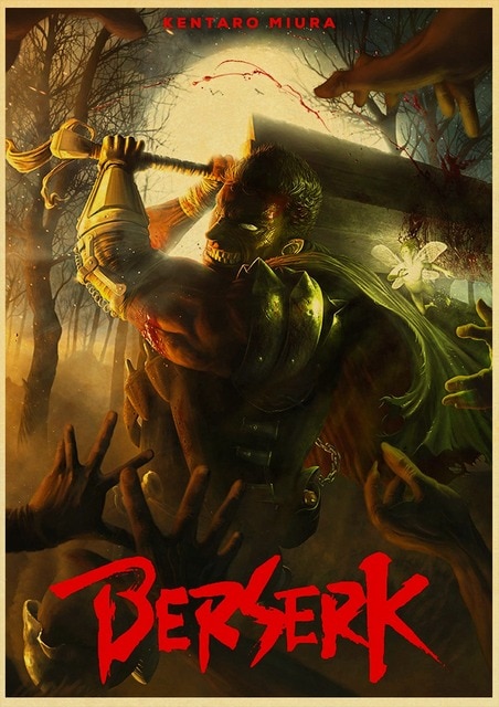BERSERK Posters Retro Kraft Paper Vintage Room Home Bar Cafe Decor Aesthetic Art Wall Painting.jpg 640x640 12 - Berserk Merchandise