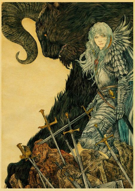 BERSERK Posters Retro Kraft Paper Vintage Room Home Bar Cafe Decor Aesthetic Art Wall Painting.jpg 640x640 18 - Berserk Merch