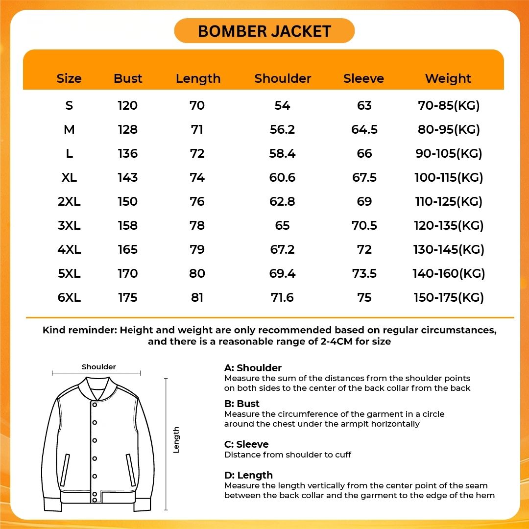 Bomber Jacket Size Chart 1 - Berserk Merch